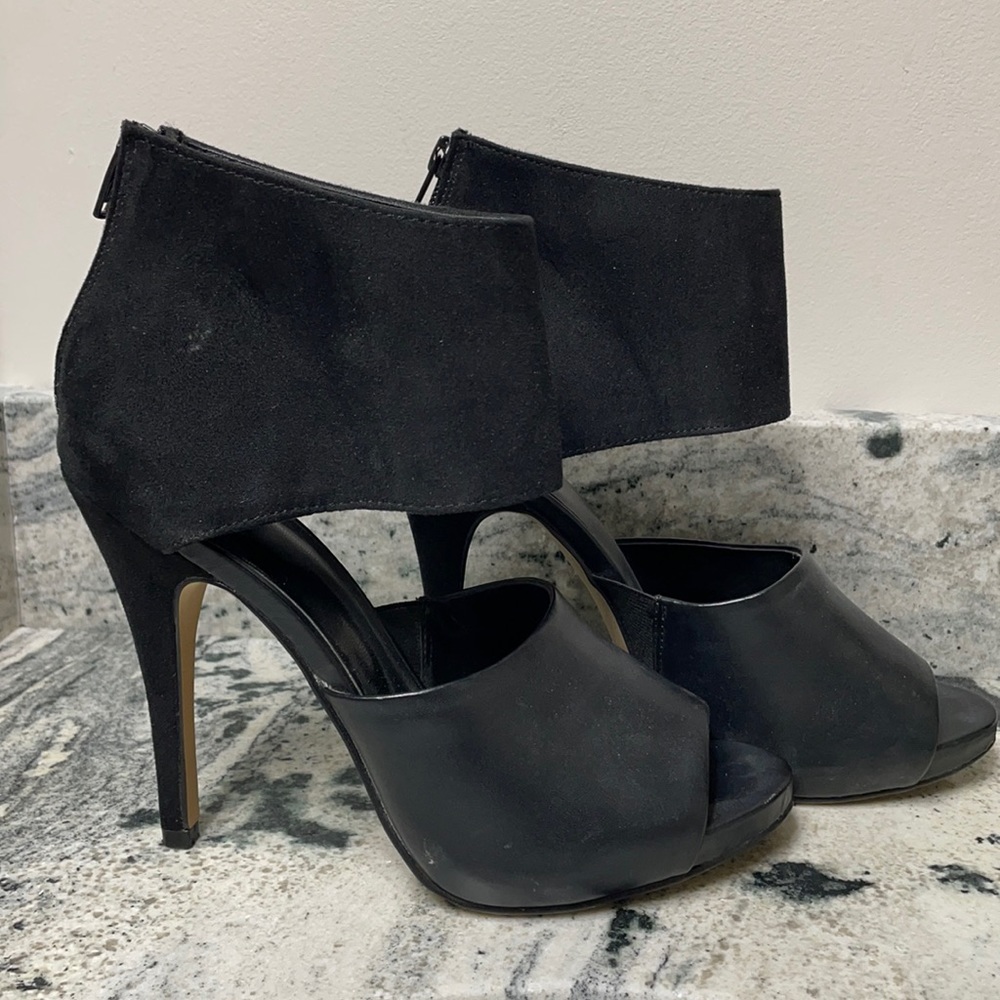 Leather Suede Ankle Booties - Picture 4 of 10